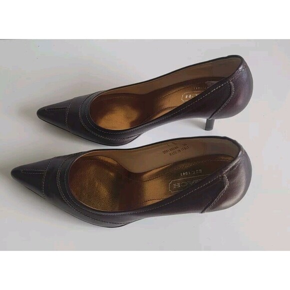 Coach Adena Women's Brown Leather Pointed Toe Minimalist Pumps Shoes Size 7B - Picture 4 of 9